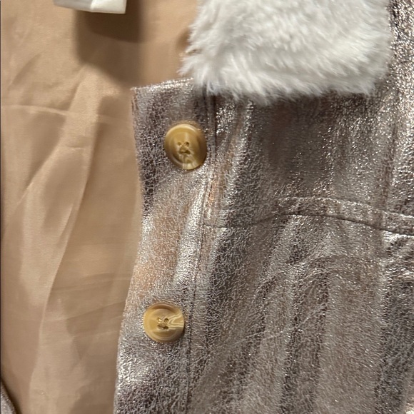 Metallic Kids Jacket with Faux Fur Trim - Picture 7 of 8
